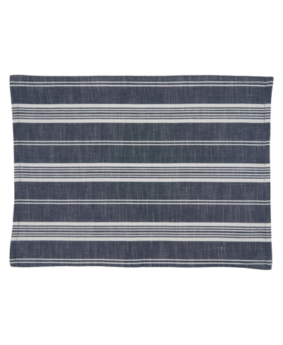 Saro Lifestyle Striped Placemat Set Of 4 In Navy