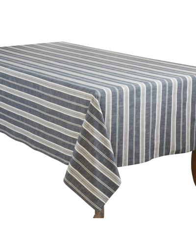 Saro Lifestyle Striped Tablecloth In Navy