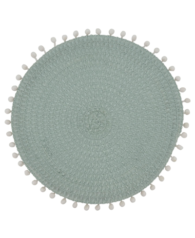 Saro Lifestyle Pom Pom Placemat Set Of 4 In Mint