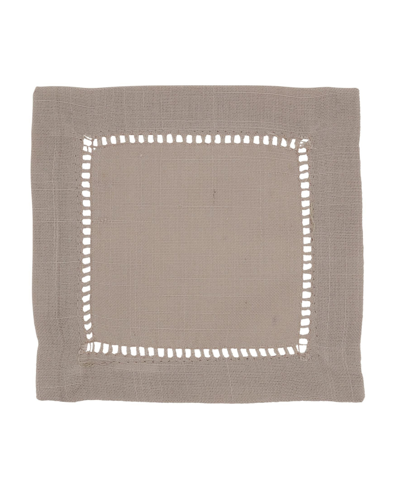 Saro Lifestyle Hemstitched Border Cocktail Napkin Set Of 12 In Taupe