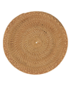 SARO LIFESTYLE RATTAN PLACEMATS WITH WOVEN DESIGN, SET OF 4, 15" X 15"