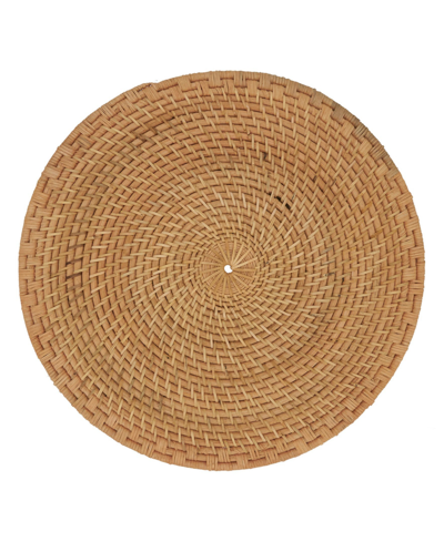 Saro Lifestyle Rattan Placemats With Woven Design, Set Of 4, 15" X 15" In Beige