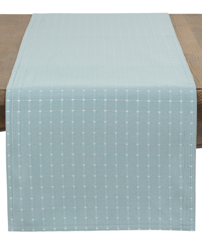Saro Lifestyle Table Runner With Stitched Line Design, 54" X 16" In Aqua