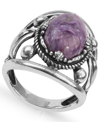 AMERICAN WEST STERLING SILVER CHAROITE GEMSTONE BOLD RING