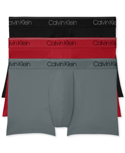Calvin Klein Micro Stretch Trunk 3-pack In Black,red,convoy