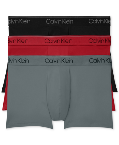 Calvin Klein Micro Stretch Trunk 3-pack In Grey Red Black