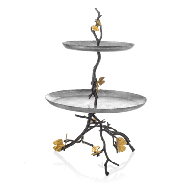 Michael Aram Butterfly Ginkgo 2 Tier Cake Stand In White