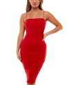 B Darlin Plus Womens Knit Rushed Bodycon Dress In Red