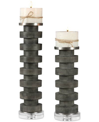 Uttermost Karun Concrete Candleholders, Set Of 2 In White