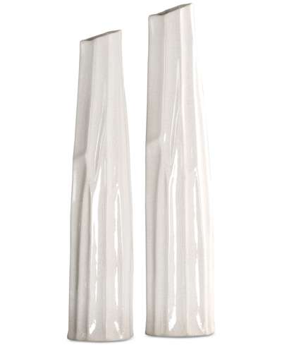 Uttermost Kenley Crackled White Vases, Set Of 2