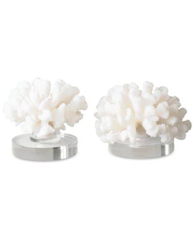 Uttermost Set Of 2 Hard Coral Sculptures In White