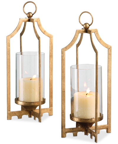 Uttermost Lucy Gold Candleholders, Set Of 2 In White
