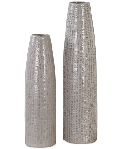 Uttermost Sara Textured Ceramic Vases, Set Of 2 In White