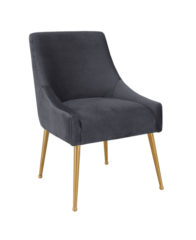 Tov Furniture Beatrix Pleated Velvet Side Chair In Dark Gray