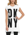 Dkny Logo-print Sleeveless Tunic Top In Multi