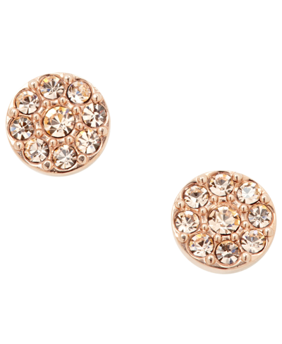 Fossil Sutton Stainless Steel Stud Earring In Rose Gold-tone