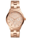 Fossil Ladies Modern Sophisticate Multifunction, Rose Gold Tone Stainless Steel Watch 36mm In Gold