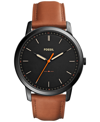 Fossil Men's The Minimalist Brown Leather Strap Watch 44mm Fs5305 In Multi