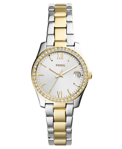 Fossil Women's Scarlette Two-tone Stainless Steel Bracelet Watch 32mm In Silver/ Gold
