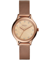 FOSSIL WOMEN'S LANEY THREE HAND ROSE GOLD STAINLESS STEEL MESH WATCH 34MM