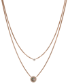 Fossil Val Double Gray Mother Of Pearl Disc Pendant Necklace In Pink