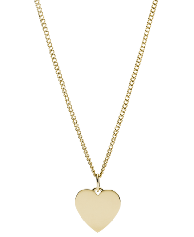 Fossil Lane Heart Stainless Steel Necklace In Gold-tone