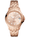 Fossil Women's Blue Diver Rose Gold-tone Stainless Steel Bracelet Watch 36mm