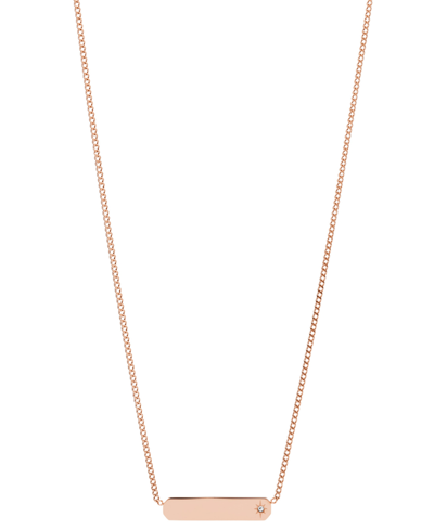 Fossil Lane Stainless Steel Bar Chain Necklace In Rose Gold-tone
