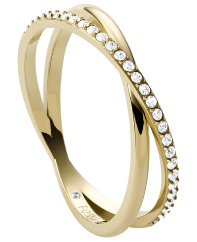 Fossil Sadie All Stacked Up Stainless Steel Band Ring In Gold-tone