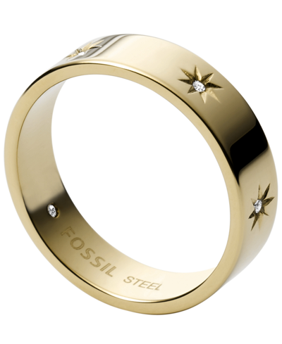 Fossil Sutton Shine Bright Stainless Steel Band Ring In Gold-tone