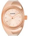 FOSSIL WOMEN'S RING WATCH TWO-HAND ROSE GOLD-TONE STAINLESS STEEL BRACELET WATCH, 15MM