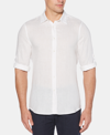 Perry Ellis Men's Solid Linen Roll Sleeve Shirt In Bright White
