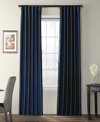 Exclusive Fabrics & Furnishings Navy Blue Faux Silk Taffeta Blackout Curtain In Blue
