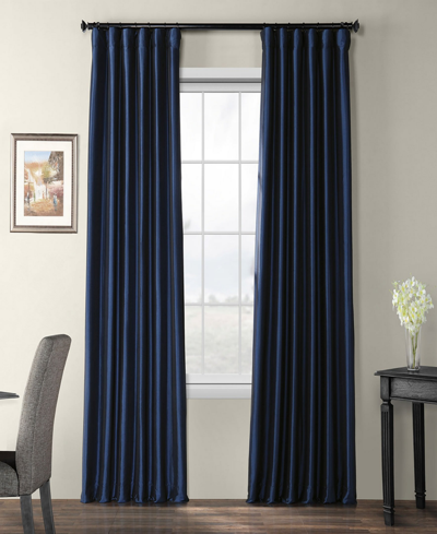 Exclusive Fabrics & Furnishings Navy Blue Faux Silk Taffeta Blackout Curtain