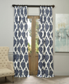 Exclusive Fabrics & Furnishings Ikat Blue Damask Printed Cotton Room Darkening Curtain In Blue