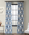 Exclusive Fabrics & Furnishings Mecca Blue Geometric Printed Cotton Room Darkening Curtain In Blue