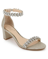Jewel Badgley Mischka Women's Bronwen Block Heel Evening Sandals Women's Shoes In Tan/beige