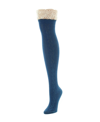 Memoi Women's Lace Top Cable Knee High Socks In Blue