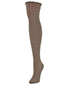 Memoi Women's Honeycomb Bee Over The Knee Socks In Tan/beige