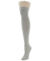 Memoi Women's Warped Crochet Over The Knee Socks In Gray