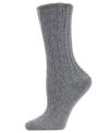 Memoi Women's Classic Day Cable-knit Crew Socks In Gray