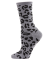 Memoi Leopard Animal Print Cashmere Women's Crew Socks In Gray