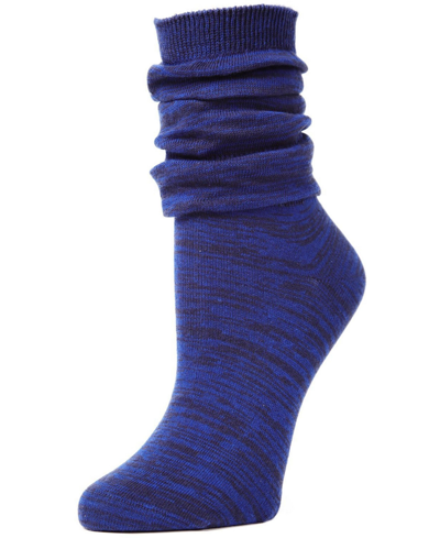 Memoi Women's Flake Zag Sherpa Lined Lounge Socks In Evening Blue