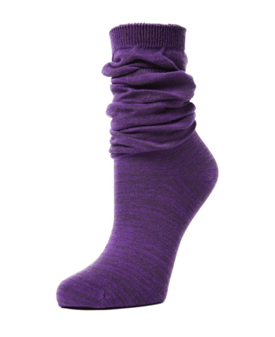 Memoi Women's Flake Zag Sherpa Lined Lounge Socks In Blackberry