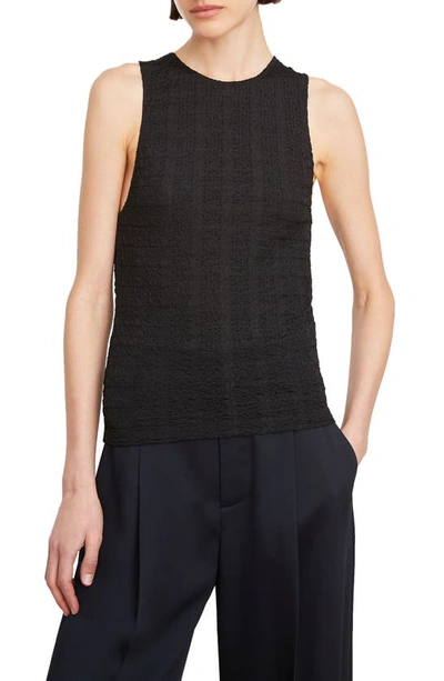 Vince Smocked Halter Tank Top In Black