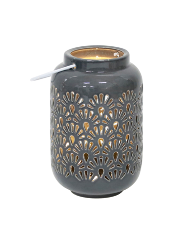 Flora Bunda 7.5" Shell Ceramic Led Lantern In Gray