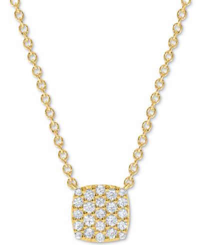 Macy's Diamond Pave Cushion Pendant Necklace (1/5 Ct. T.w.) In 10k White, Yellow Or Rose Gold In Yellow Gold