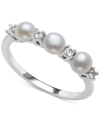 BELLE DE MER BELLE DE MER CULTURED FRESHWATER BUTTON PEARL (4MM) & LAB-CREATED WHITE SAPPHIRE (1/6 CT. T.W.) RING
