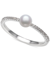 BELLE DE MER BELLE DE MER CULTURED FRESHWATER BUTTON PEARL (4MM) & LAB-CREATED WHITE SAPPHIRE (1/4 CT. T.W.) IN 1