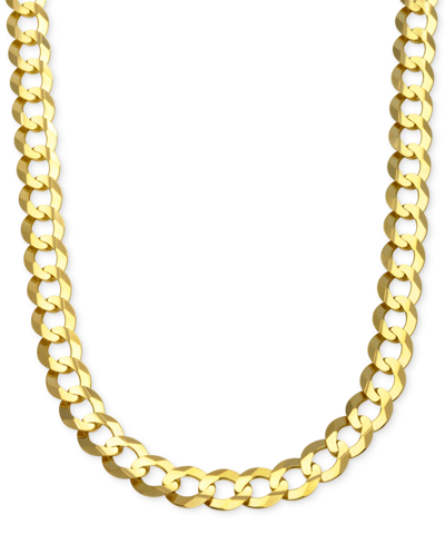 Italian Gold Curb Chain Link Necklace 24" In Solid 10k Gold (10 Mm)